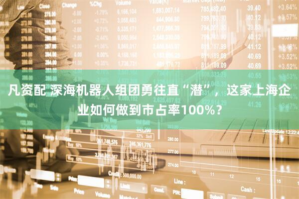 凡资配 深海机器人组团勇往直“潜”，这家上海企业如何做到市占率100%？